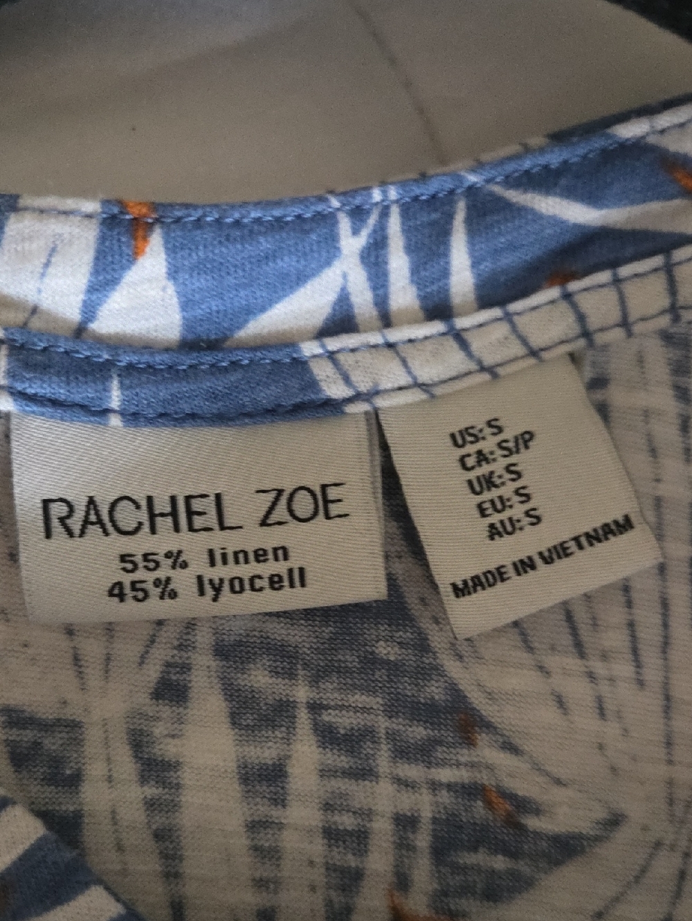 Rachel Zoe Blue Palm-Print Button Front Sleeveless Tank - Picture 5 of 5